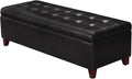Black Lift Top Bonded Leather Storage Bench B8882