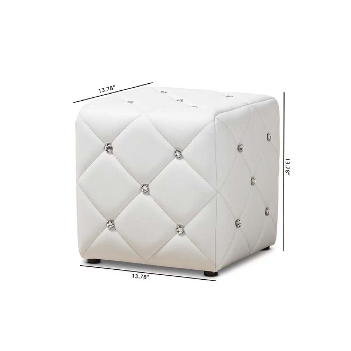 White Faux Leather Upholstered Ottoman B429
