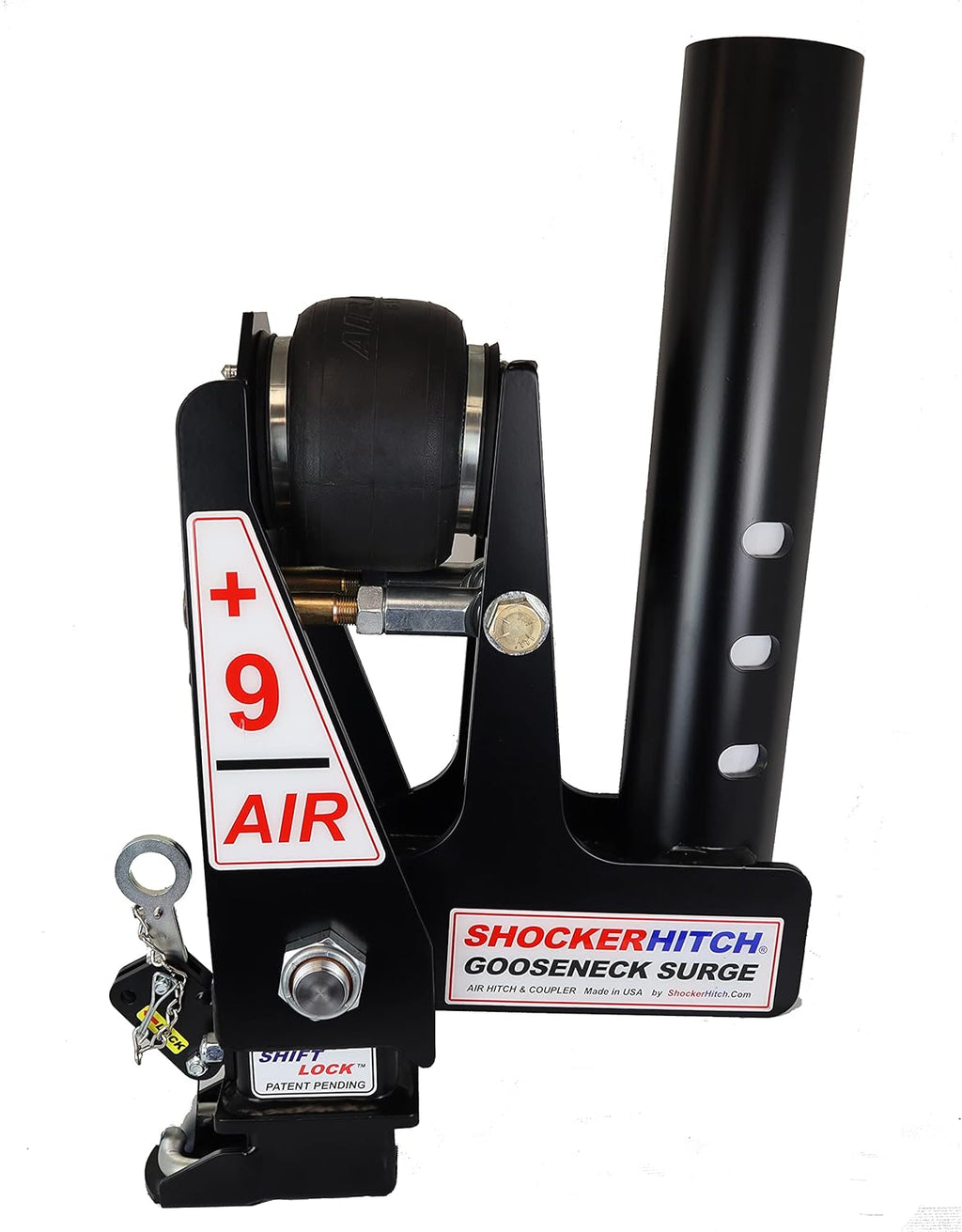 Gooseneck Air Hitch & Coupler, Round 4" Angled Pin 30K Coupler 9" Offset C2650