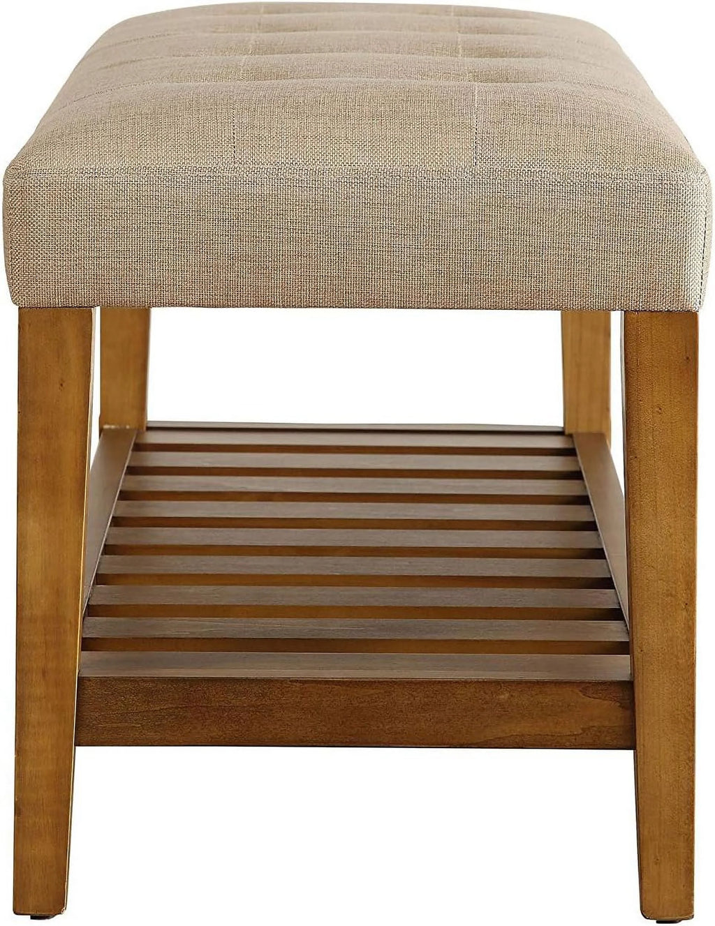 Beige Upholstered 2 Seater Loveseat with Solid Wooden Legs T817686