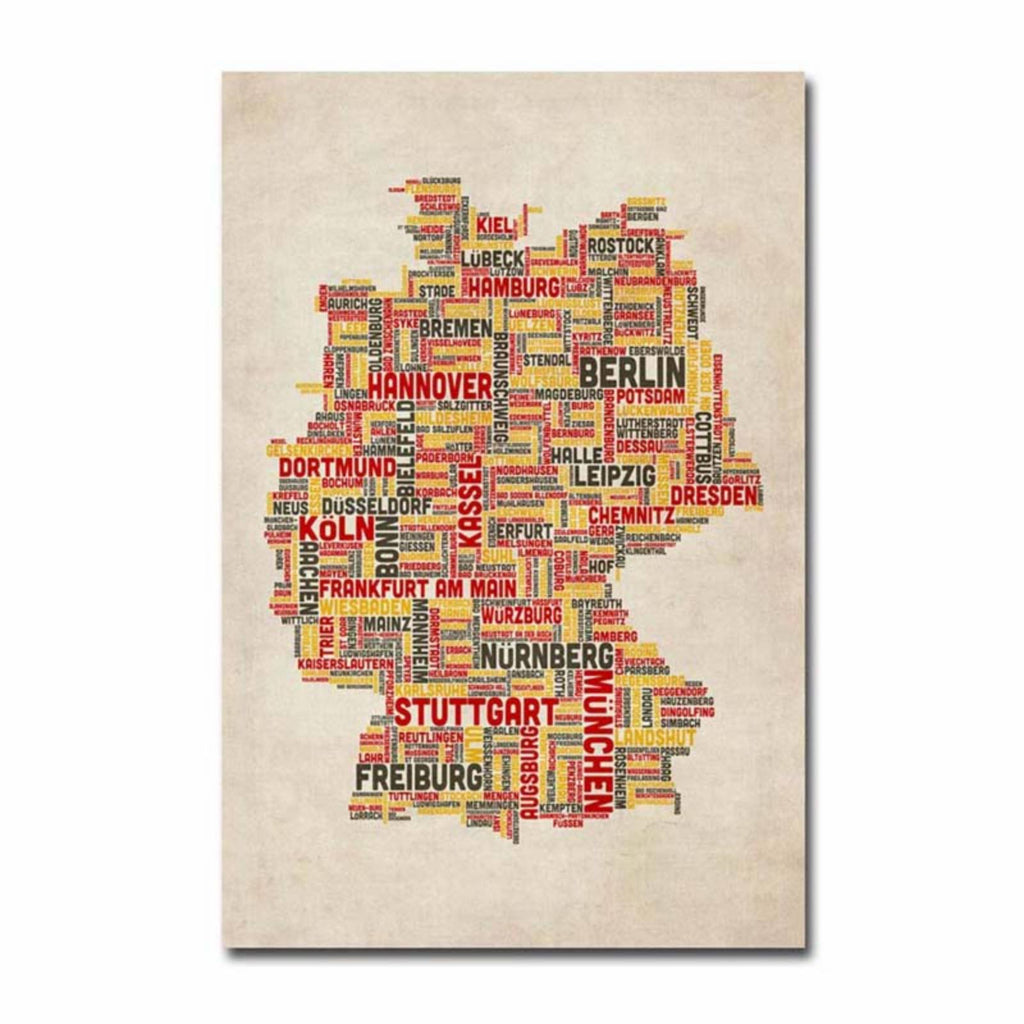 Germany Cities Text Map Canvas Art V456574
