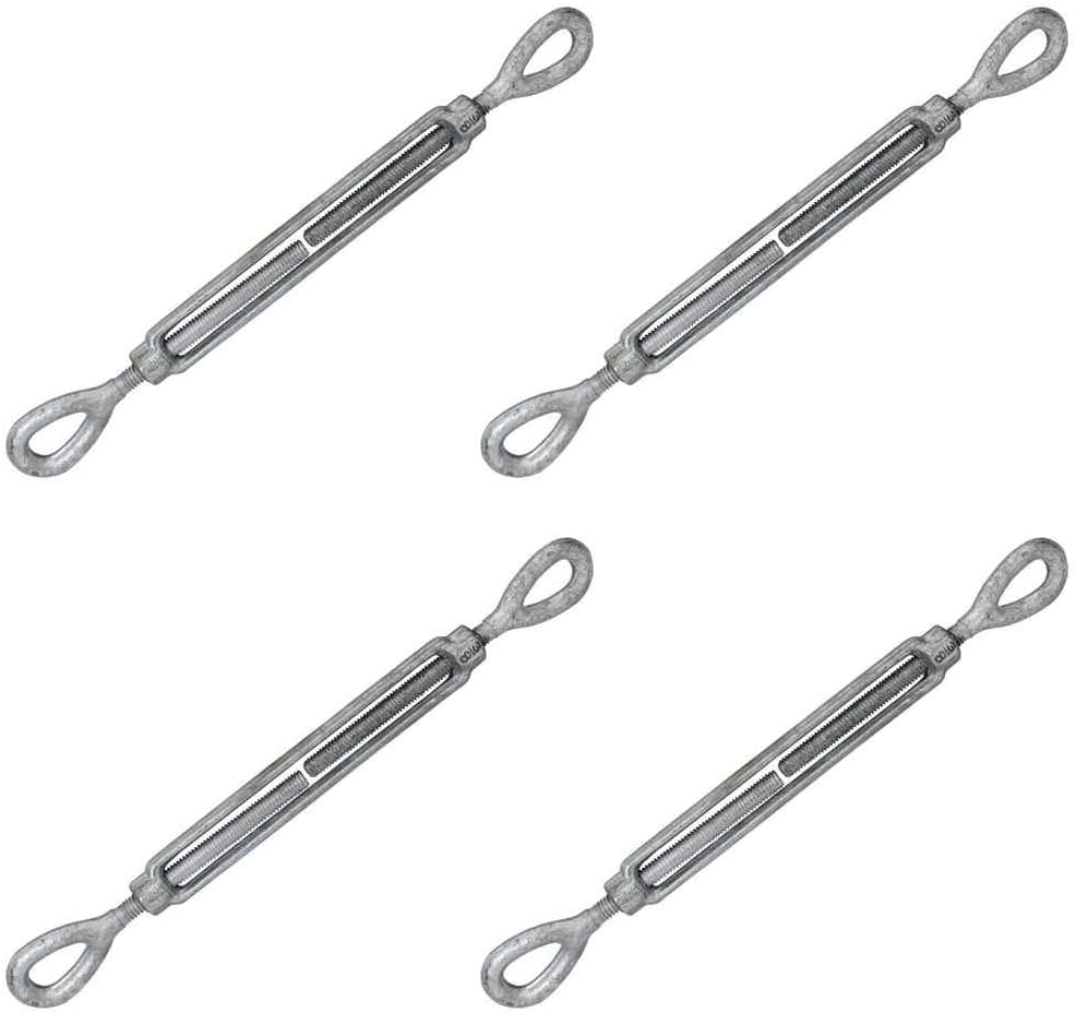 3/8 Inch x 6 Inches Galvanized Eye and Eye Turnbuckles Pack of 2 R5052