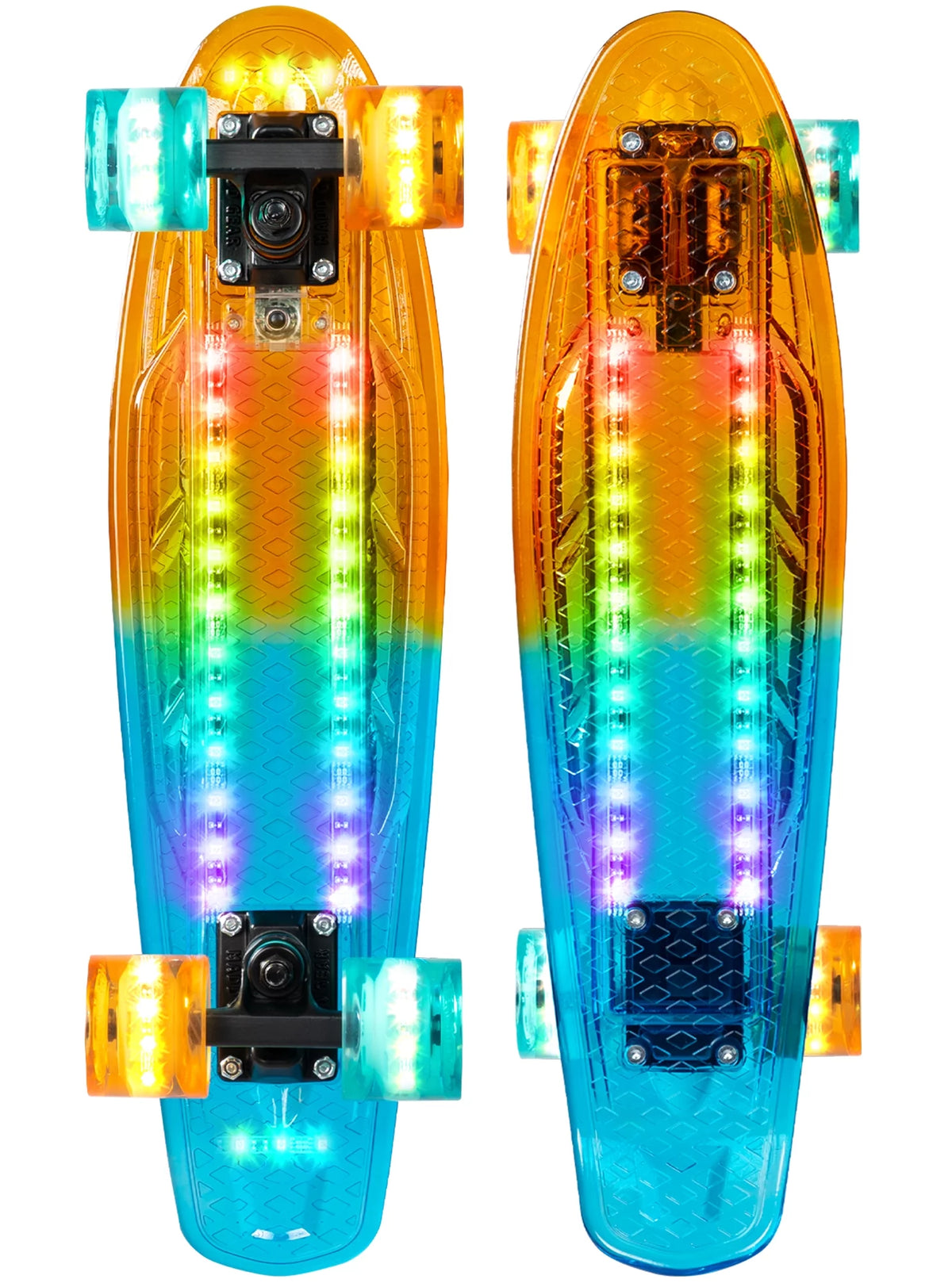 Light-up Skateboard Mini Cruiser 62mm Wheels Complete Board Orange A51167