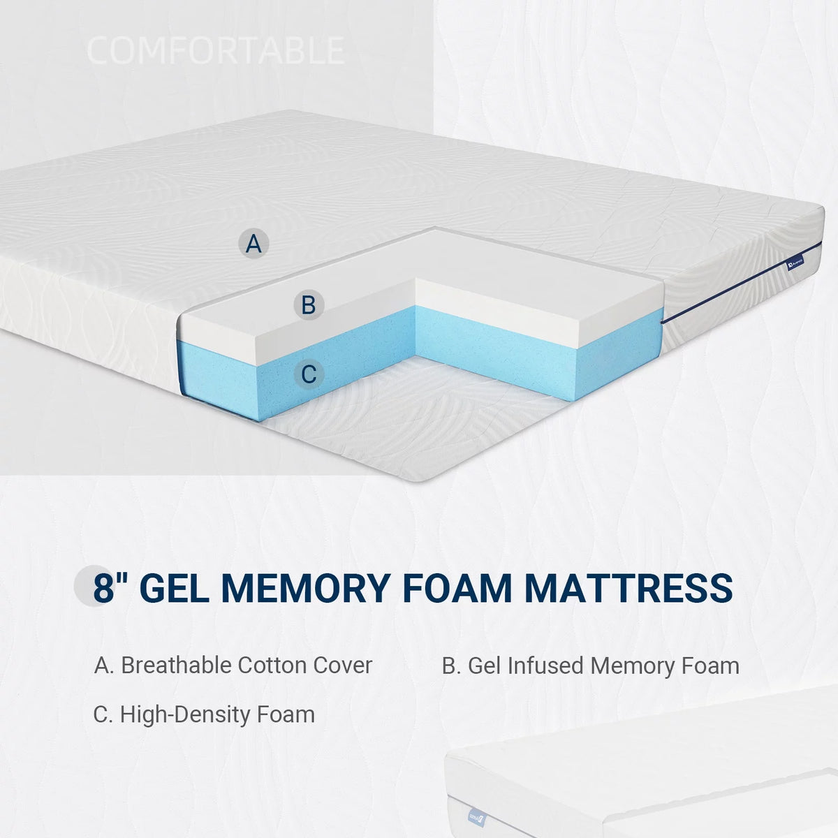 8 inch Gel Memory Foam Twin Size Mattress J7368
