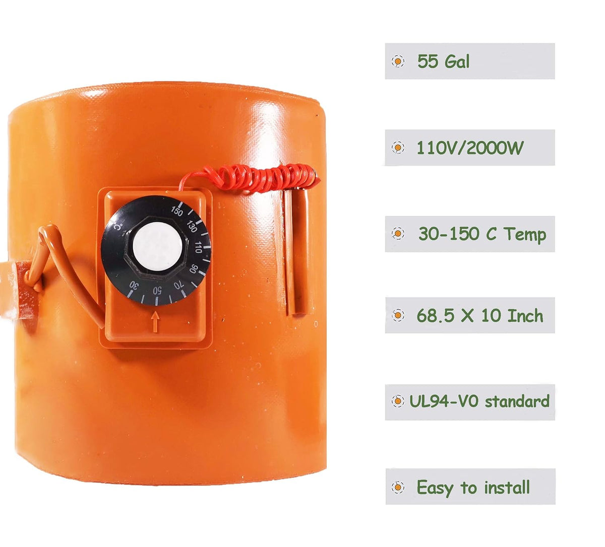55Gal Drum Heater with Thermostat 30-150°C 110V S27401