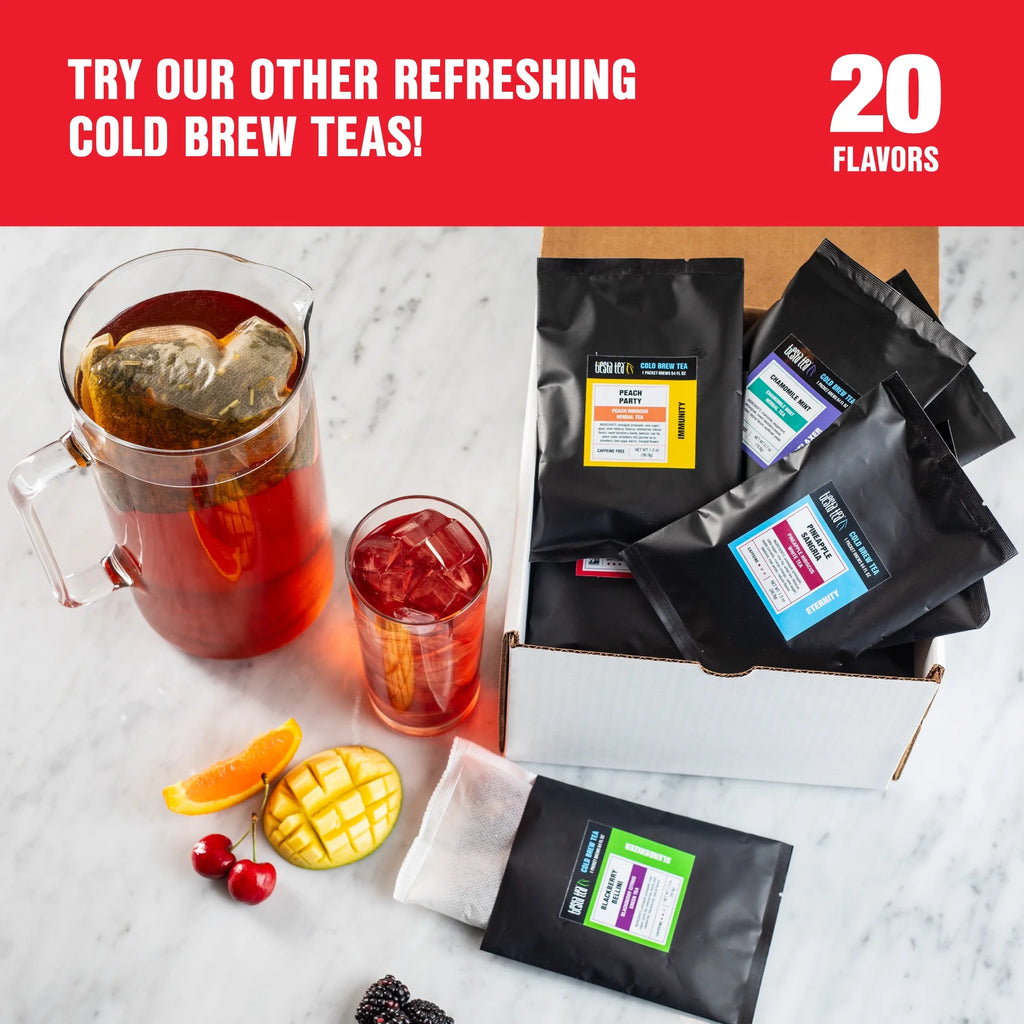 Blueberry Hibiscus Herbal Loose Leaf Iced Tea, 10 Cold Brew Packets O62429