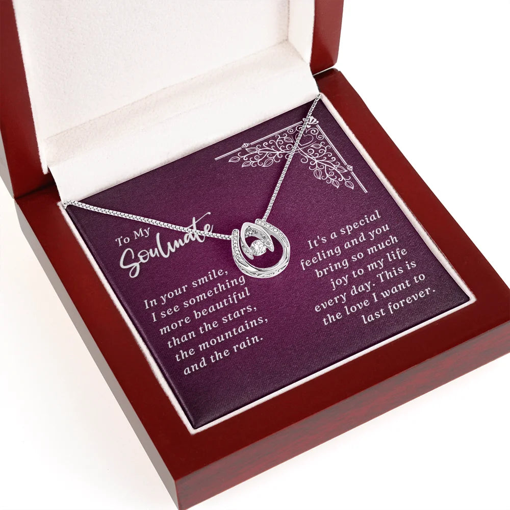 Lucky Horseshoe Necklace Message Card 14k CZ Crystals T386915