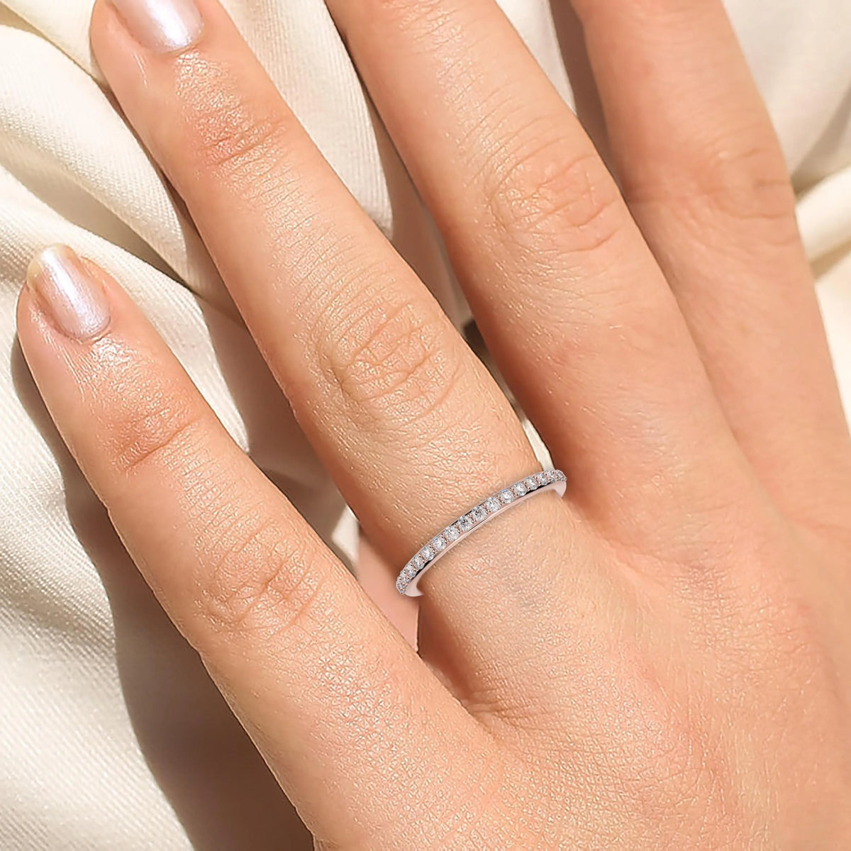 10K rose gold Diamond Moissanite wedding band U262586