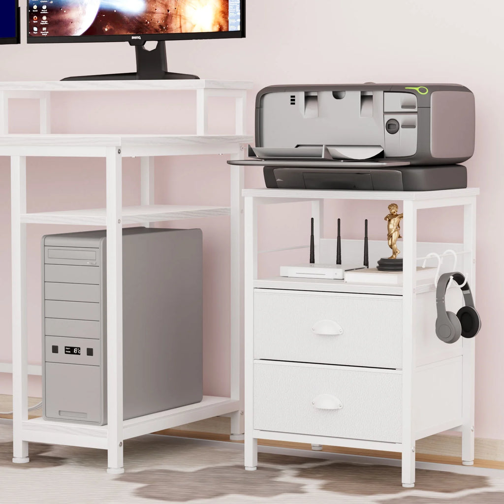 Set of 2 Nightstands with Charging Station and 2 Fabric Drawers I992