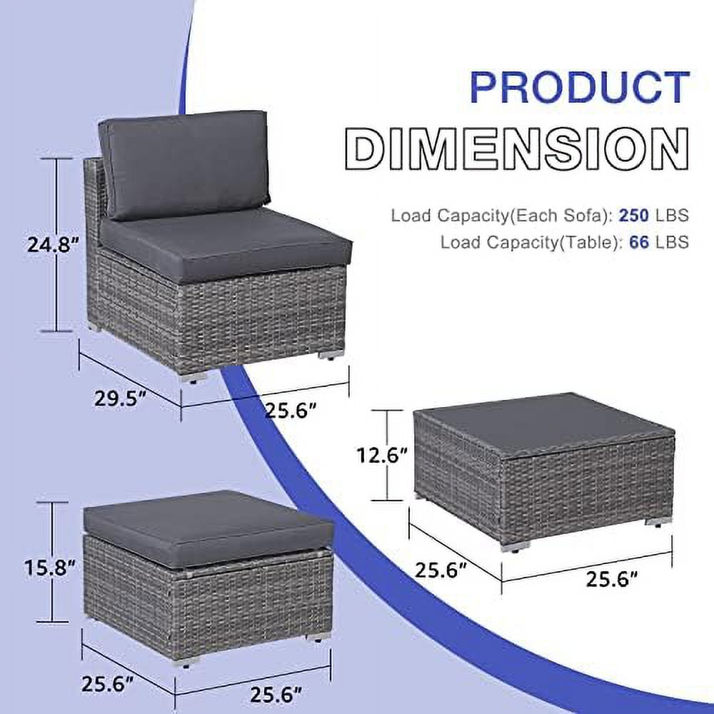 3 Piece PE Wicker Rattan Outdoor Sectional Sofa with Coffee Table N88787