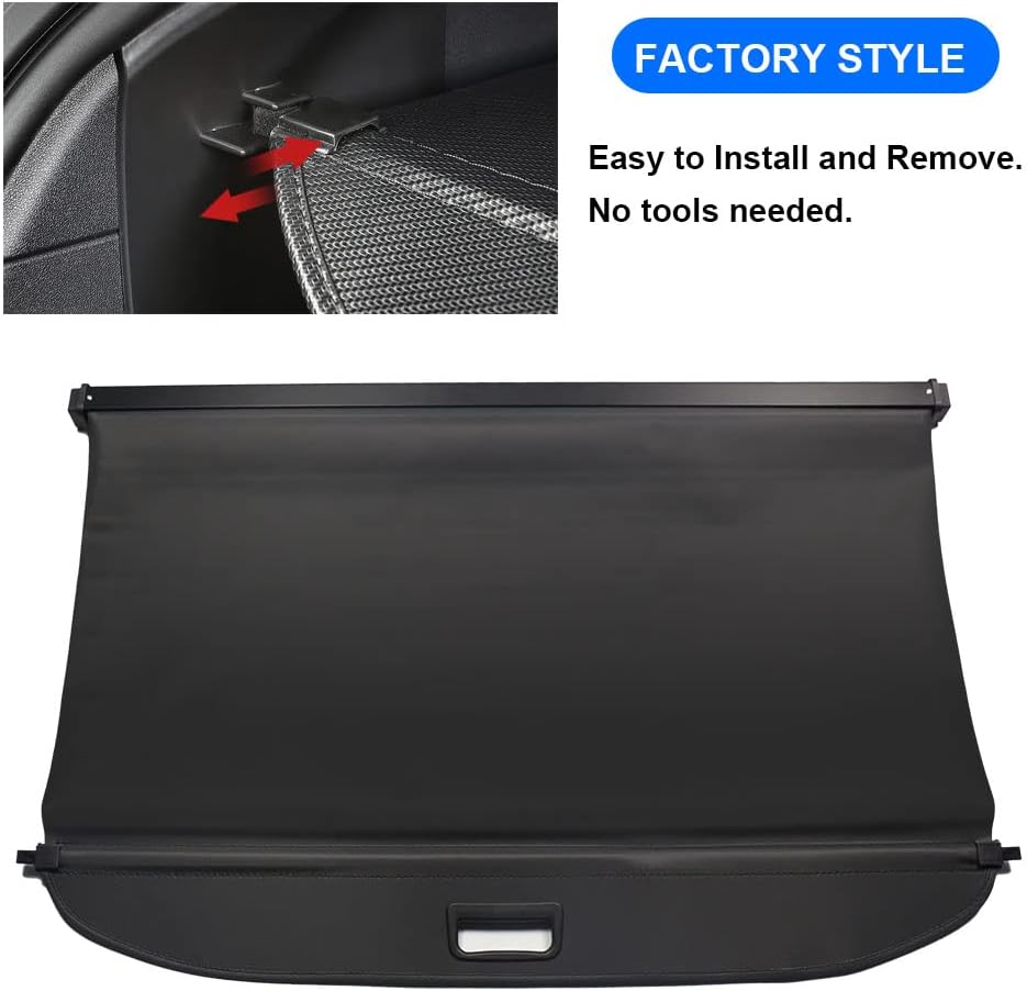 Cargo Cover for Tesla Model Y Rear Trunk Shade Cover Retractable D6973