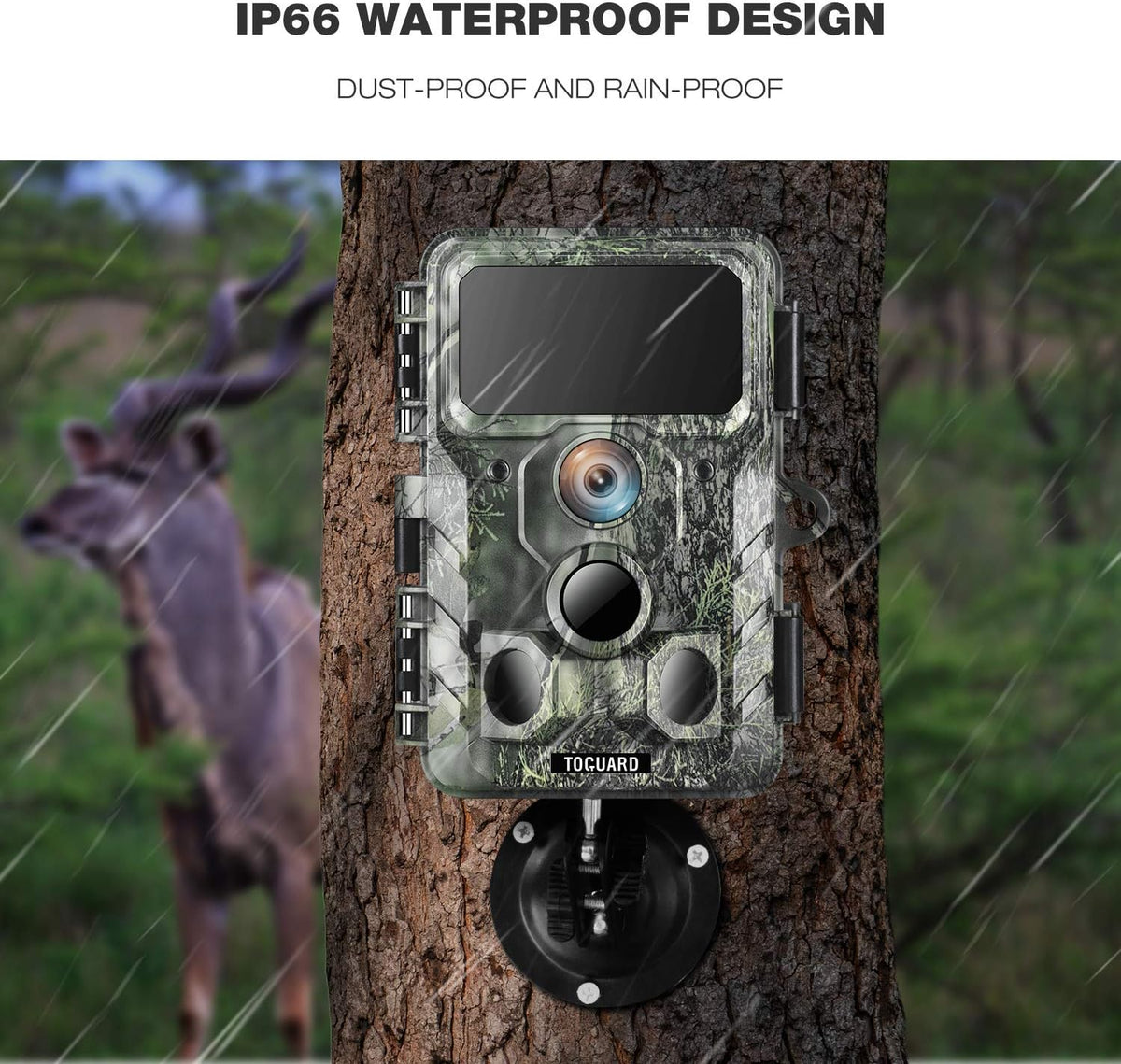 4K 30MP Trail Camera with Night Vision 120° Wide Angle IP66 Waterproof P61563