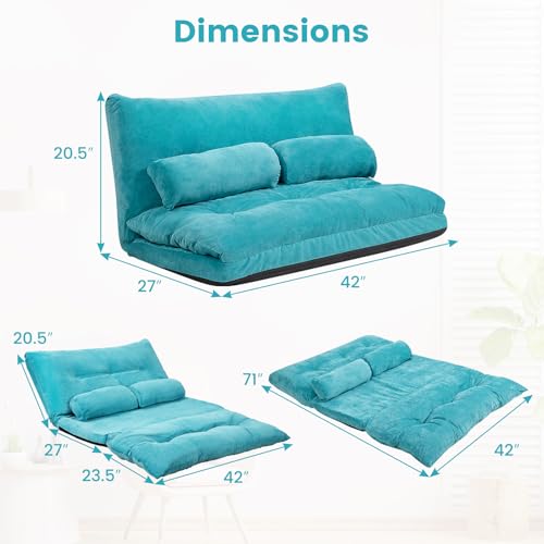 Beige Foldable Floor Sofa with 2 Pillows J980449