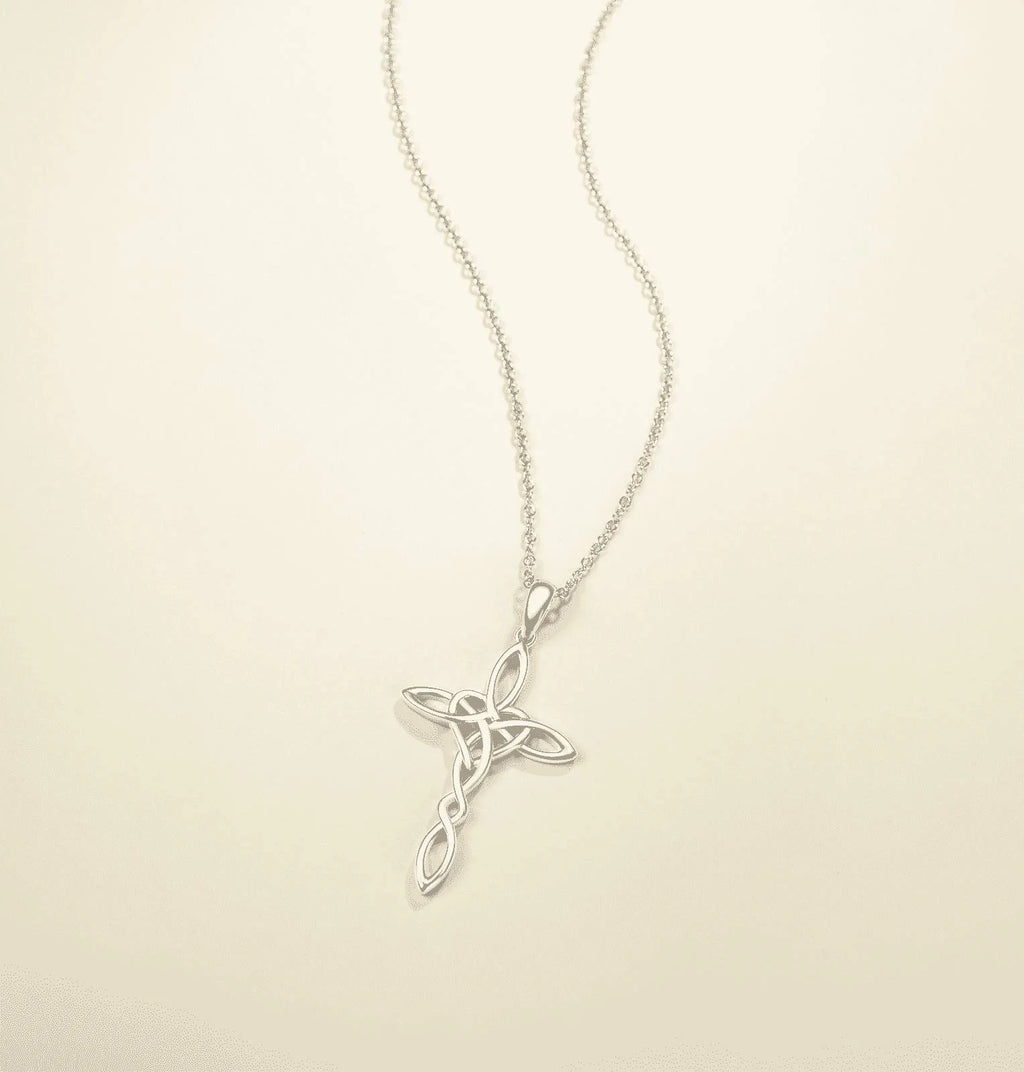 14K Gold Plated Sterling Silver Celtic Knot Cross Pendant Necklace X3740