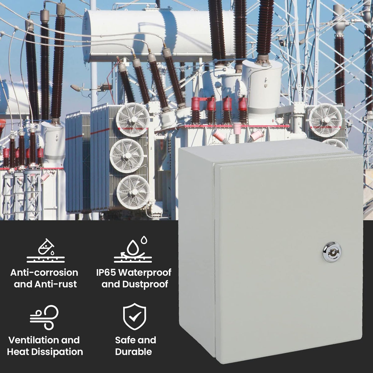 Metal Electrical Box IP65 Waterproof & Dustproof Outdoor Junction Box 8x8x12 E7659