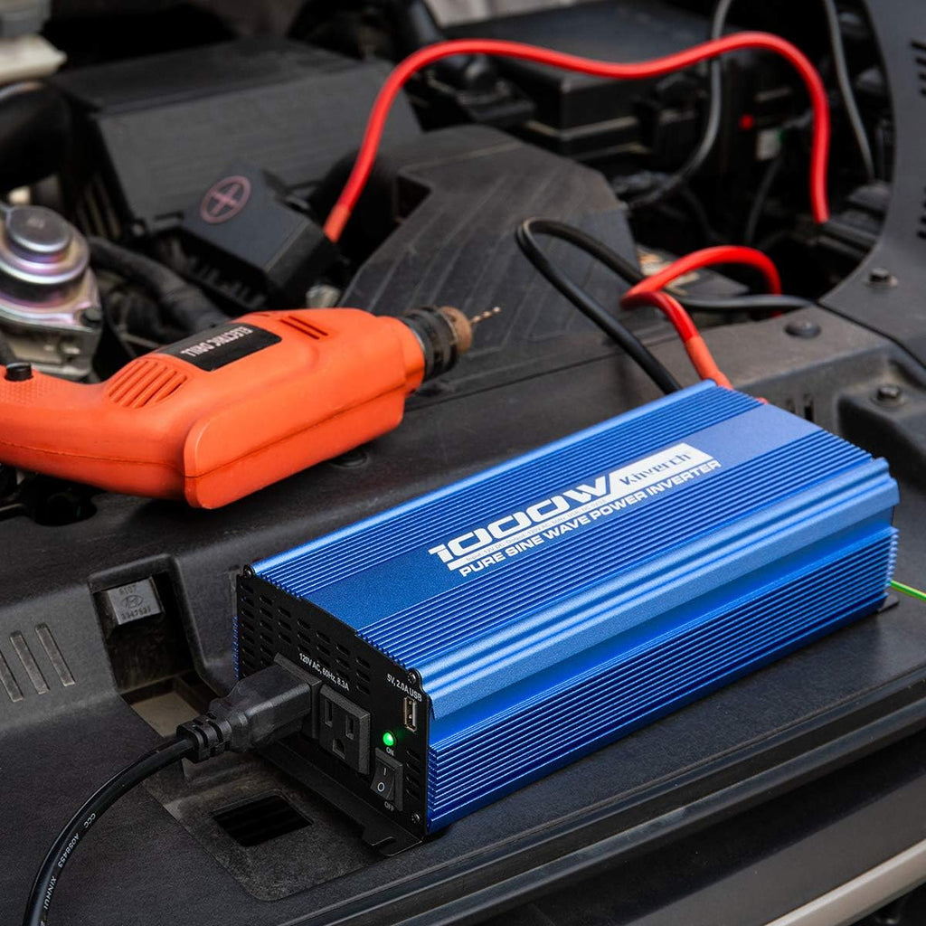 1000W Pure Sine Wave Inverter 12V to 110V with AC Outlets & USB Ports F9294