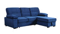 Black Grey Linen L Shaped Sleeper Sectional Sofa with Storage Chaise Q364