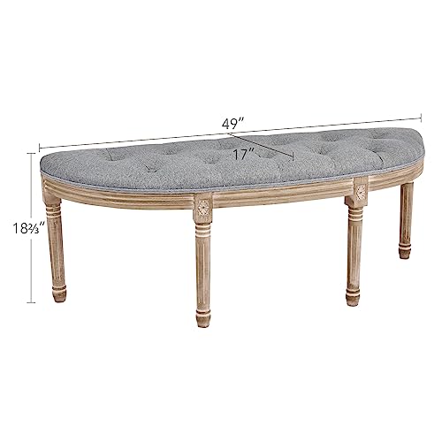 Beige Upholstered Tufted Window Bench H5976
