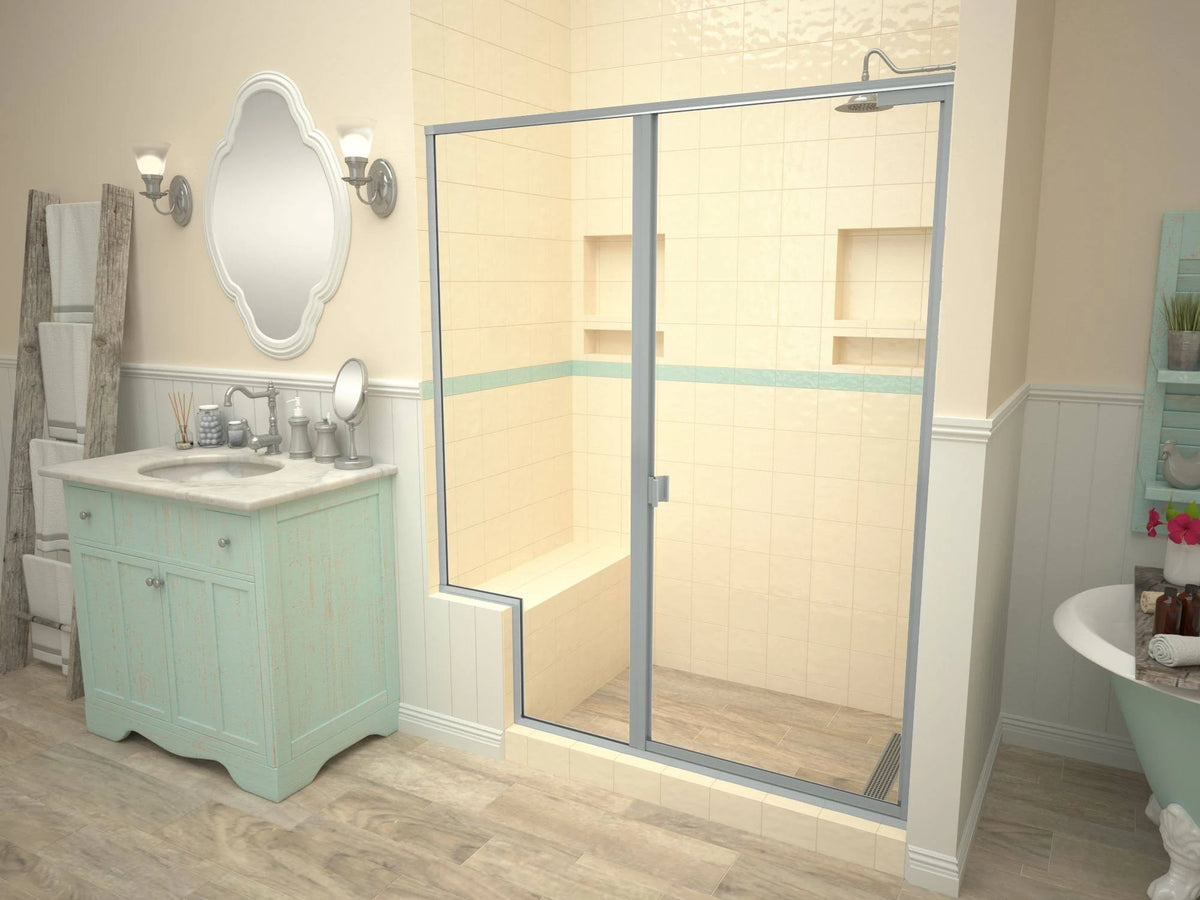 Brushed Ni Rectangular Shower Base with Right Drain Y988106