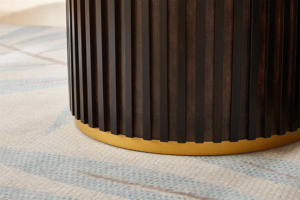 Round Coffee Table with Storage, Black O8710