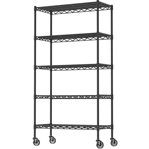 Adjustable Heavy Duty 3-Shelf Metal Wire Shelving Black V8862