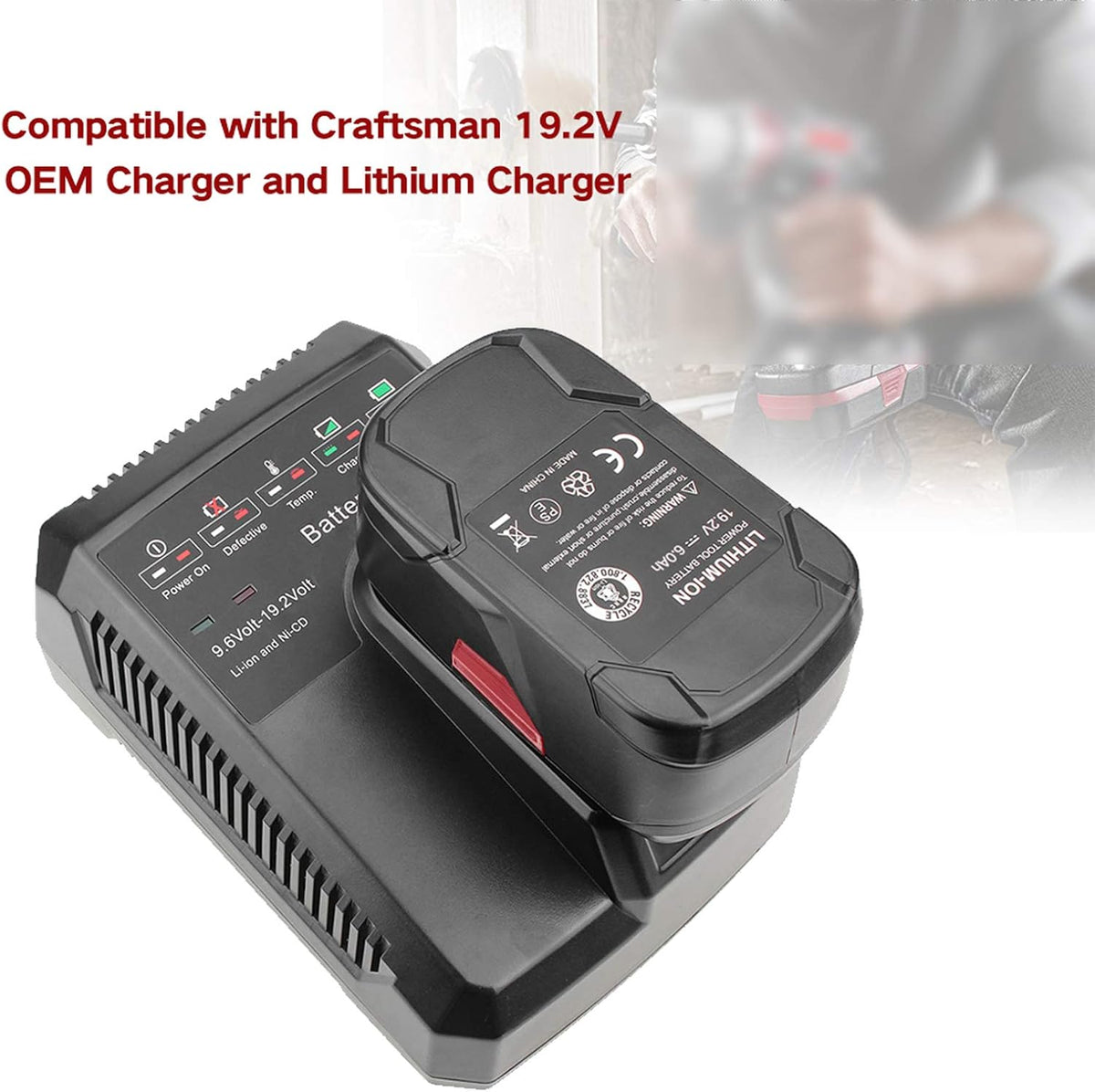 2 Packs 6.0Ah 19.2V Lithium-ion Battery F618282