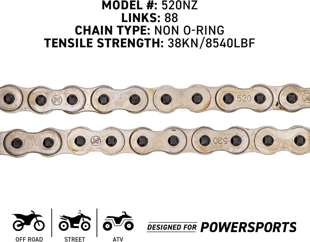 Drive Sprocket Chain Combo Front 12 Rear 42 Tooth 520NZ Standard 88 Links Pack of 2 P8108
