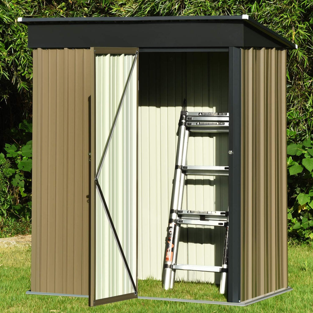 5x3 FT Galvanized Steel Outdoor Storage Shed, Dark Grey V236215