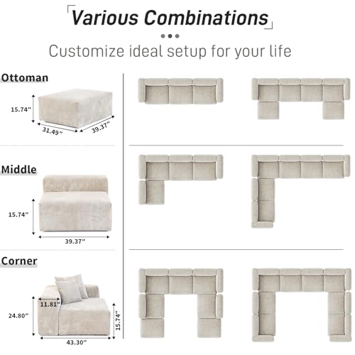 Oversized Corduroy 3 Seater Sectional Sofa I725943