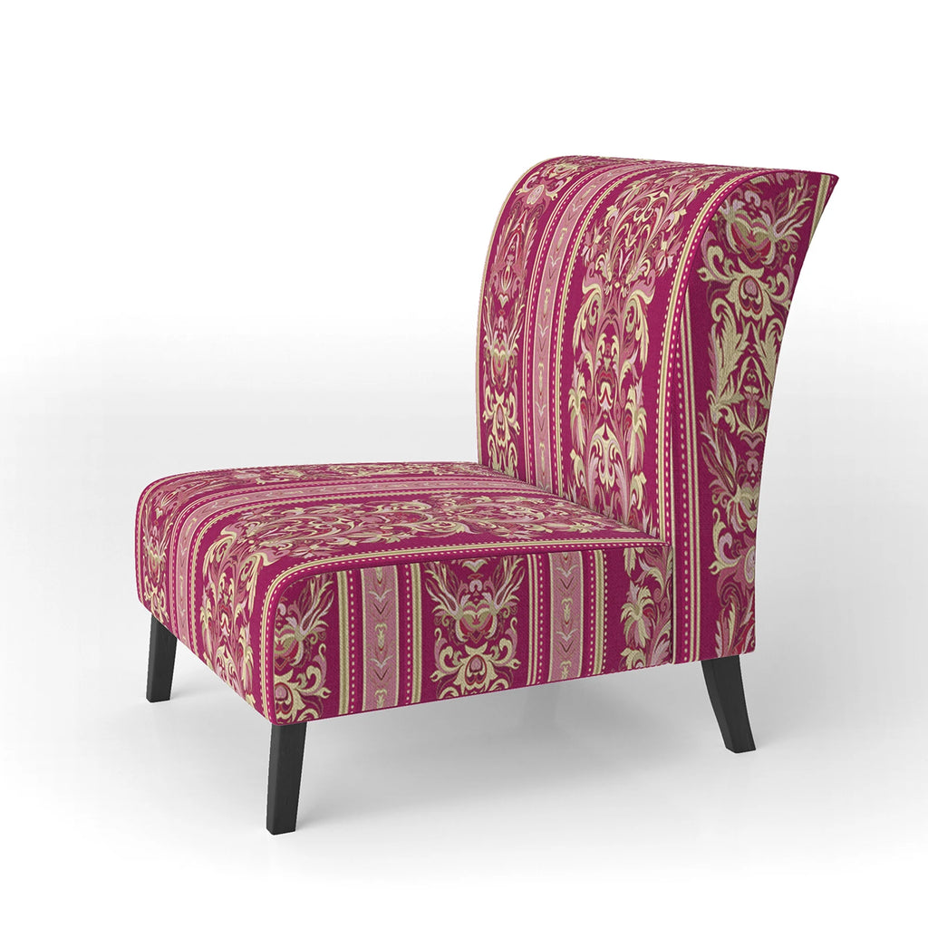 Purple and Gold Striped Pattern Upholstered Accent Chair O6454