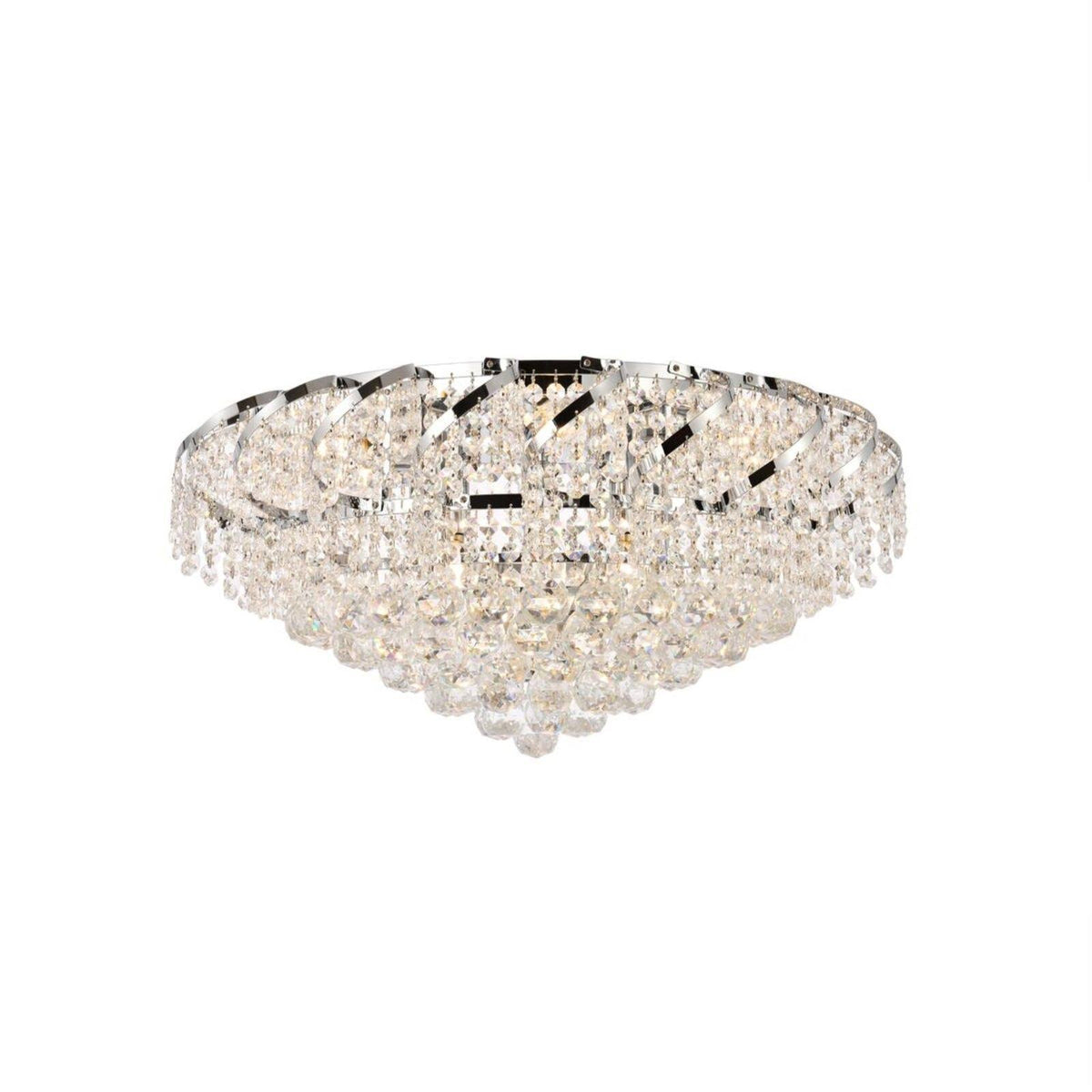 10 Light Chrome Flush Mount Clear Crystal H7991