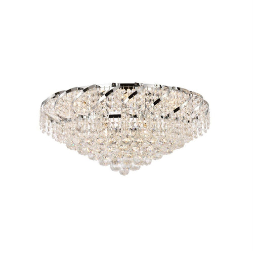 10 Light Chrome Flush Mount Clear Crystal H7991