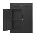 Black Metal Storage Cabinet with Adjustable Shelf and 2 Drawers C1840