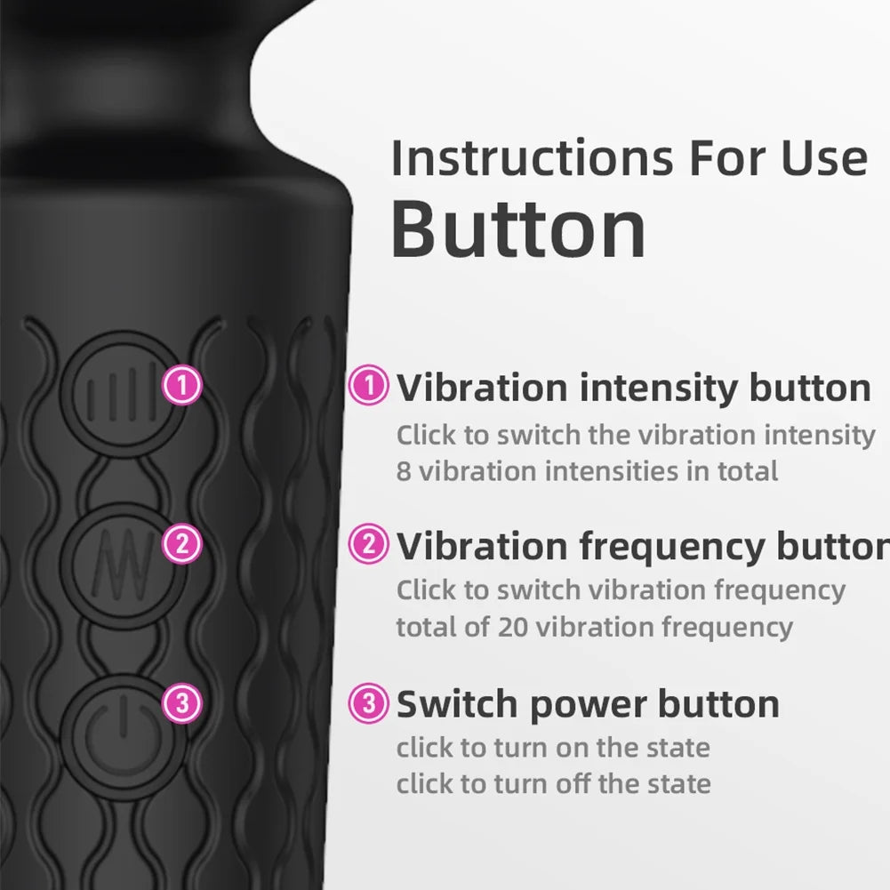 Black Wand Massager Vibrator with 8 Speeds N864