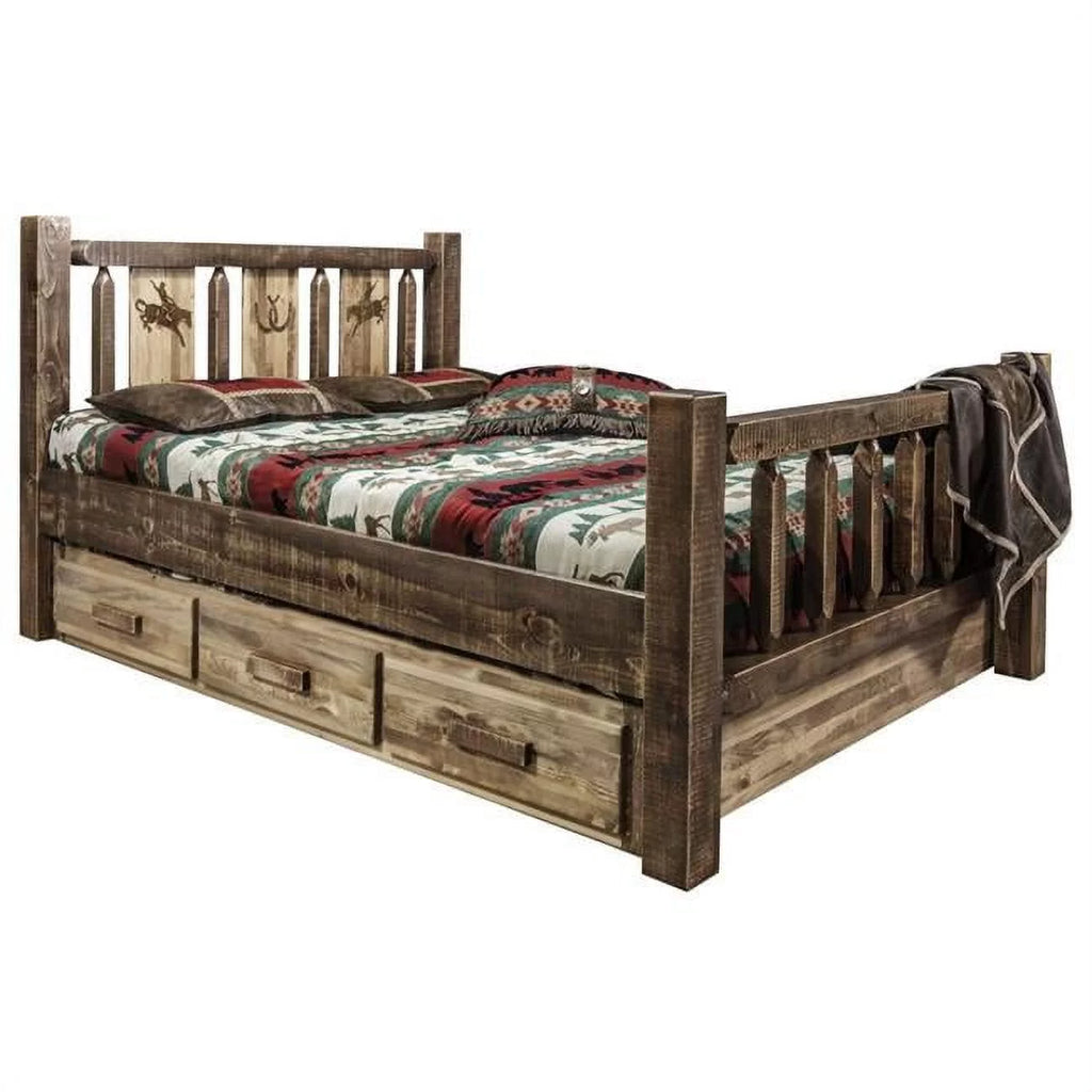 Brown Wood Twin Storage Bed K64561