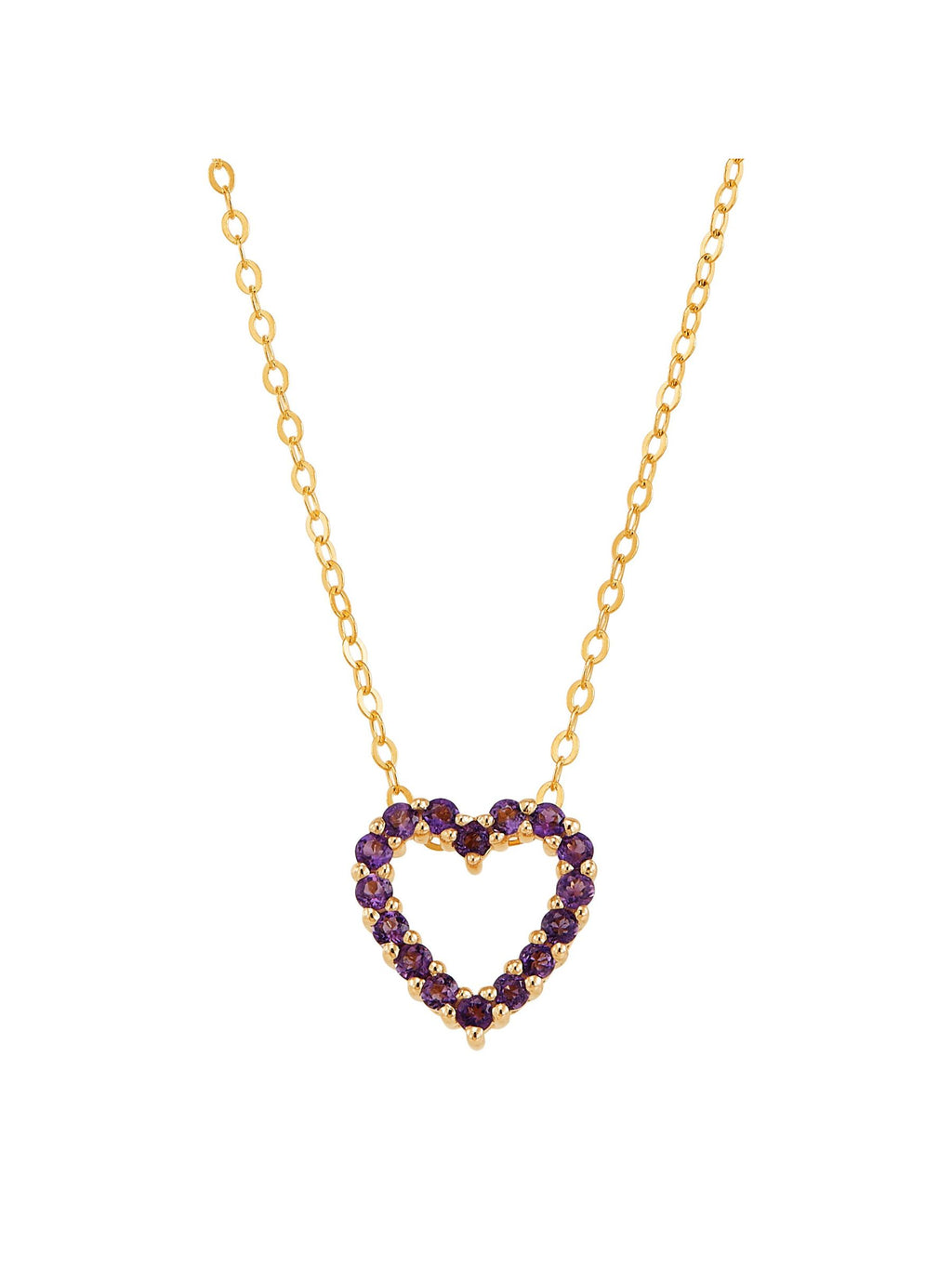 Amethyst Open Heart Pendant Necklace in 10kt Gold, 17" E437