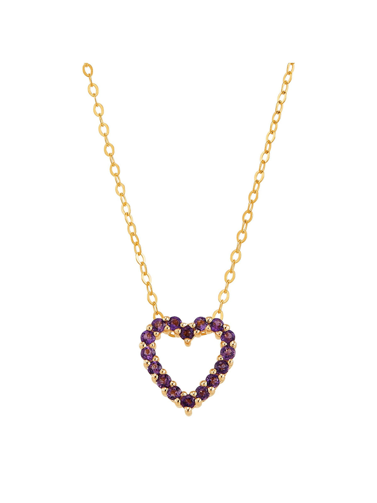 Amethyst Open Heart Pendant Necklace in 10kt Gold, 17" E437