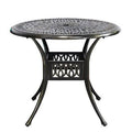 Round Cast Aluminum Patio Bistro Table with Umbrella Hole Y1430