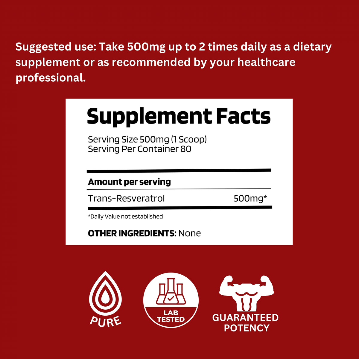 Micronized Trans-Resveratrol Powder 1000mg 40g J88481