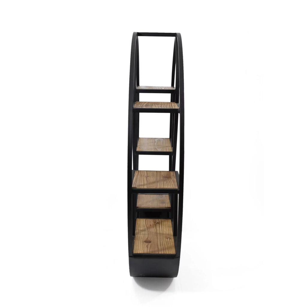 Brown and Black Contemporary Round Hanging Wall Shelf V15555