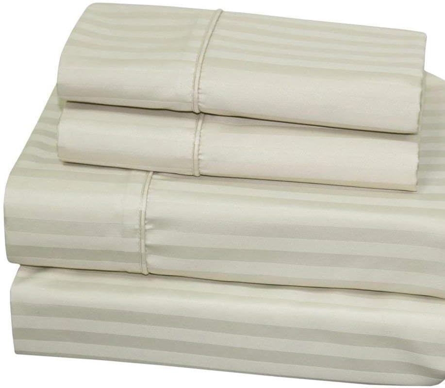 White 4 Piece Cotton Blend Sateen Bed Sheets, Cal King I681657