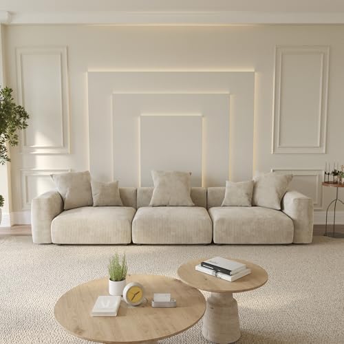 Oversized Corduroy 3 Seater Sectional Sofa I725943