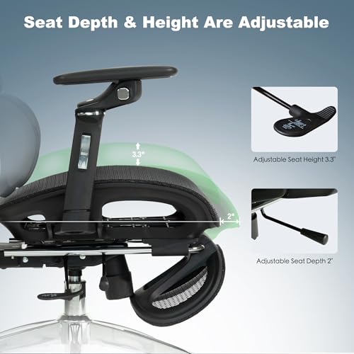 Black Ergonomic Mesh Office Chair with Footrest N1392