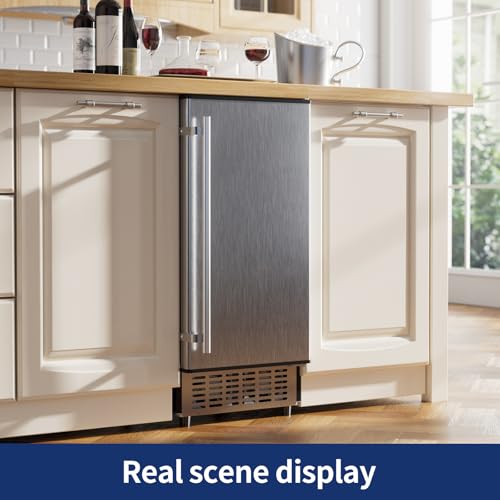 15 Inch Stainless Steel Built-in Freestanding Ice Maker with 30lbs Storage Bin X190