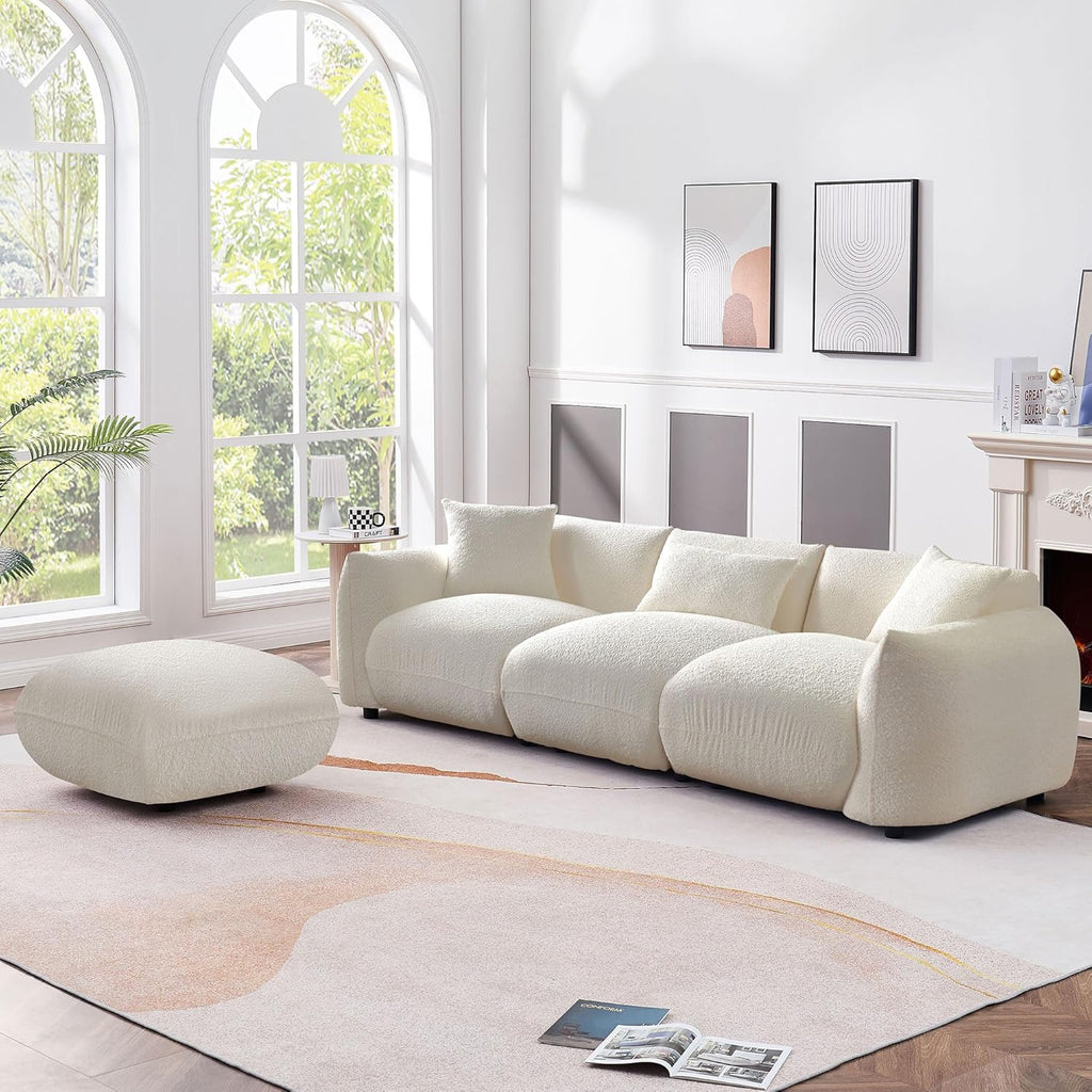 Beige Sectional Sofa with Moveable Ottoman N76054
