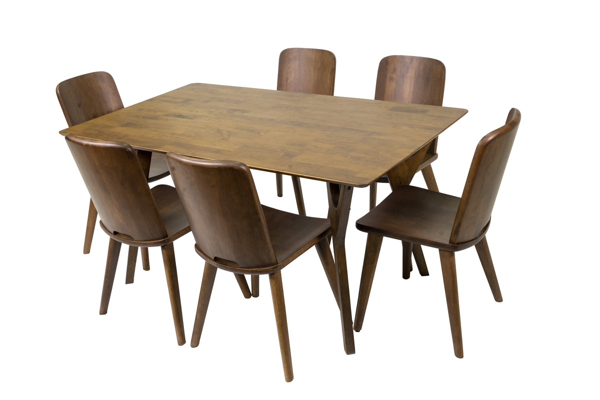 7-Piece Solid Wood Dining Table and 6 Chairs G114