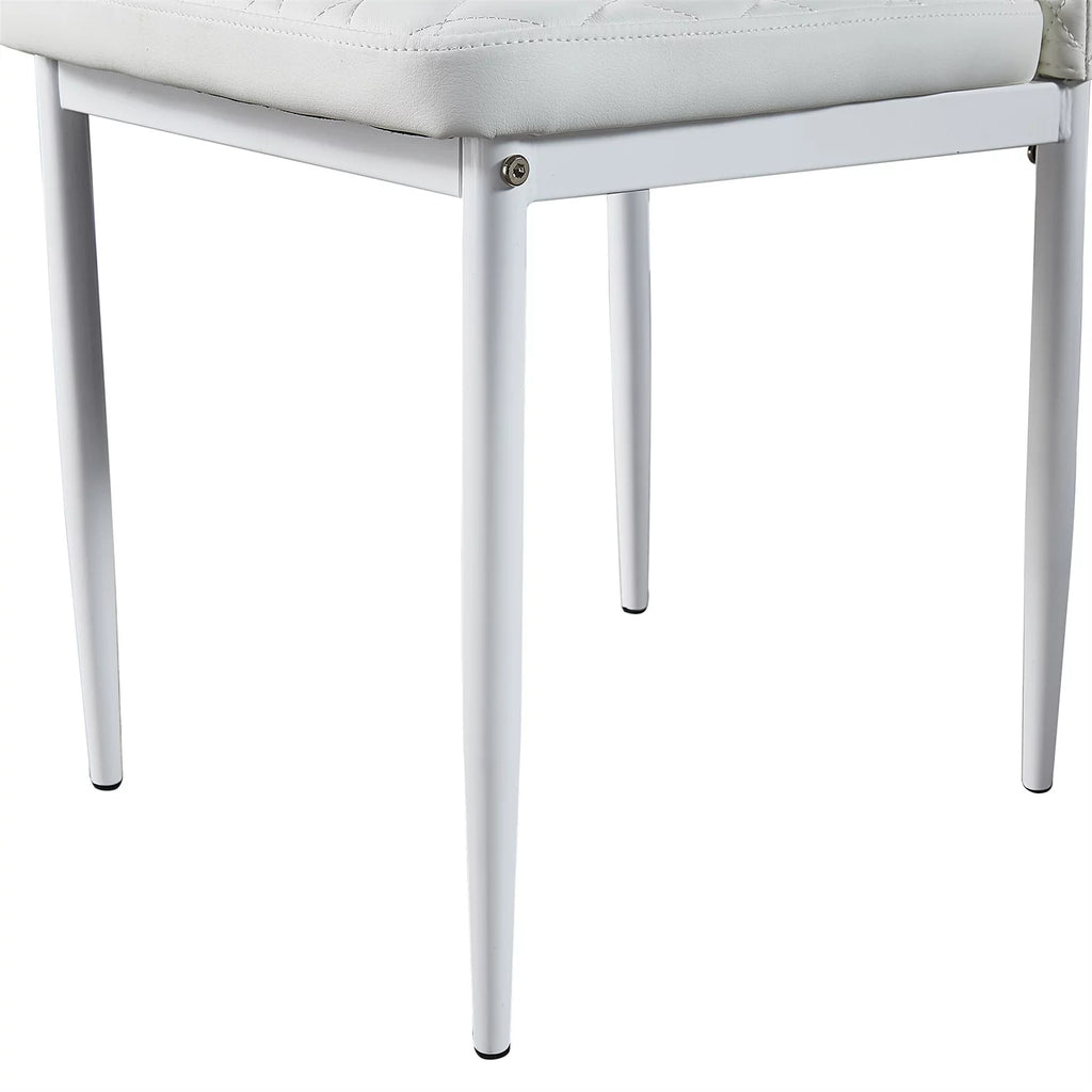White Fireproof Leather Dining Chairs Set of 6 D1002