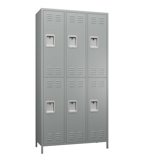 6 Door Metal Storage Locker with 18 Hooks, Black & Dark Grey F918308