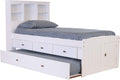 White Twin Bookcase Bed with 3 Drawers and Trundle H49120