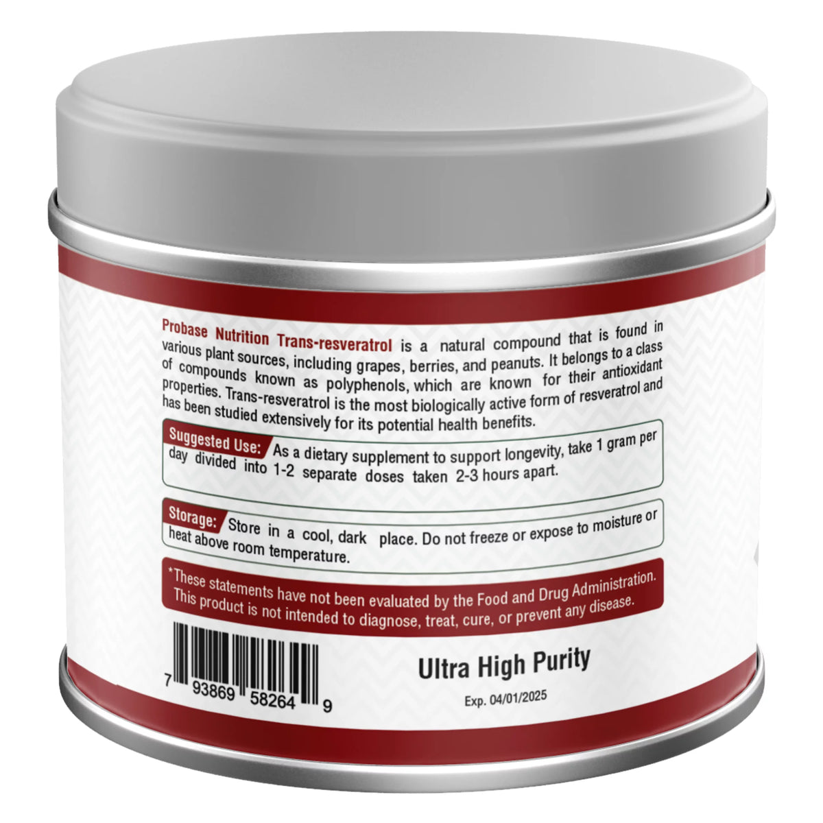 Micronized Trans-Resveratrol Powder 1000mg 40g J88481